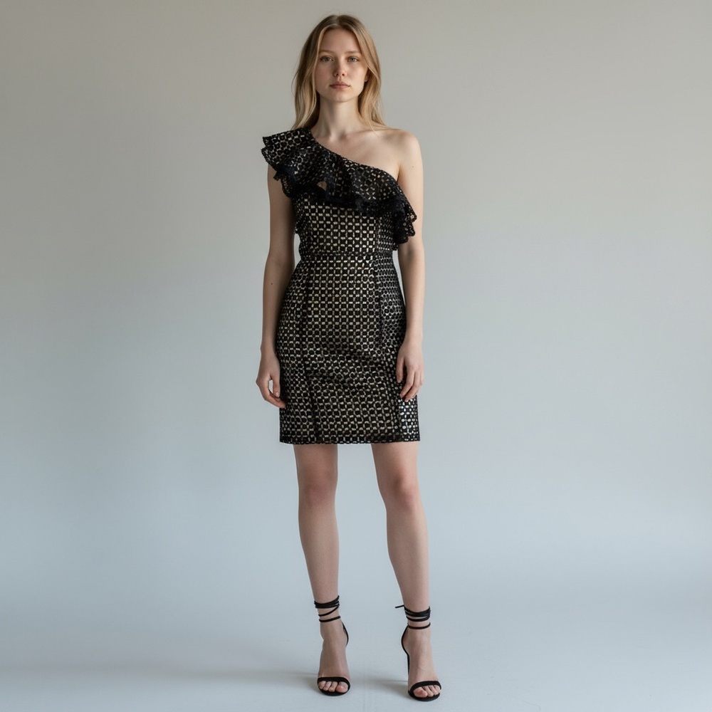 J. Crew Black and White One-Shoulder Dress